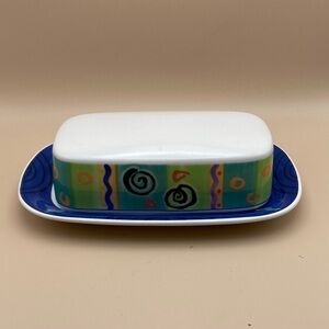 Vintage Mikasa Intaglio Colorama - Butter Dish with Lid